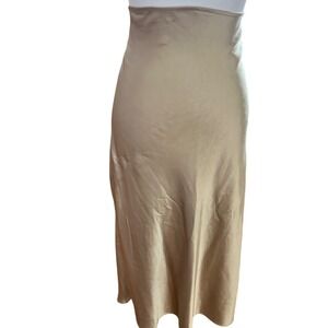 Old Navy Satin Midi Skirt Champagne Elastic Waist Slit Women's XL